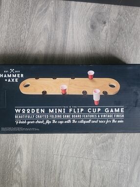 Wooden Mini Flip Cup Game - Natural Wood
